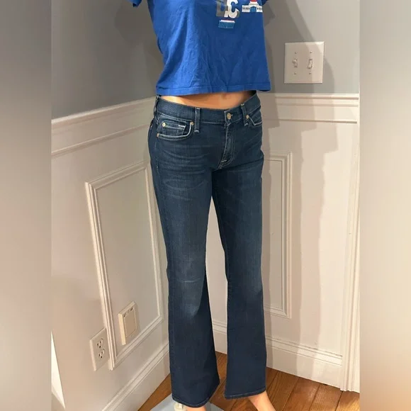 7 For All Mankind Dark Blue Flare Jeans - Picture 2 of 5